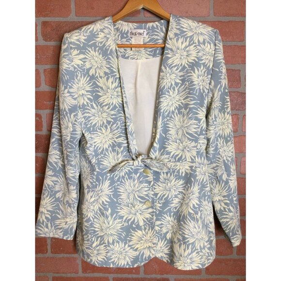 Vintage That's Me Women's Jacket Size 9/10 and Skirt Size 11/12 Set Floral Blue - Picture 2 of 14